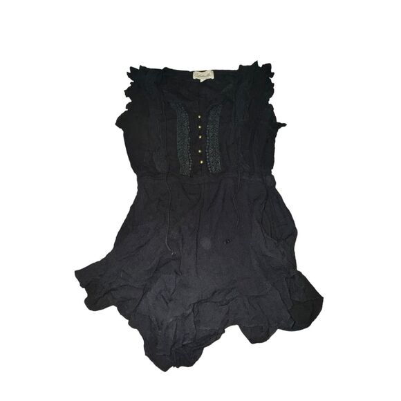 Cleobella Pants - Cleobella Romper Womens Size S Black Sleeveless Ruffle Lace Button Front Pockets
